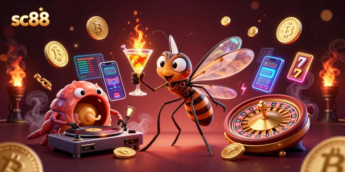 Engage in thrilling gameplay with sc88's innovative casino scene featuring animated characters and cryptocurrencies.