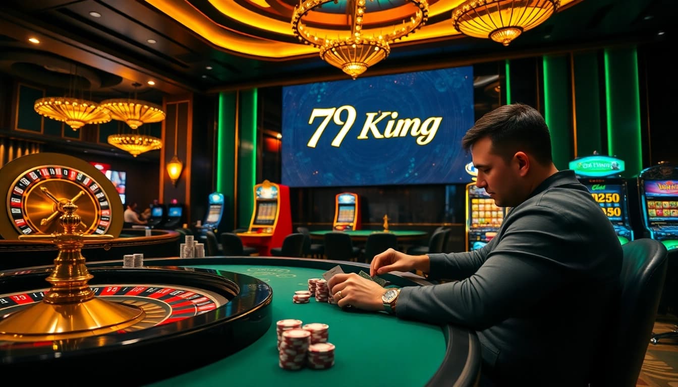 Excited players enjoying games at the 79 King casino with vibrant atmosphere.