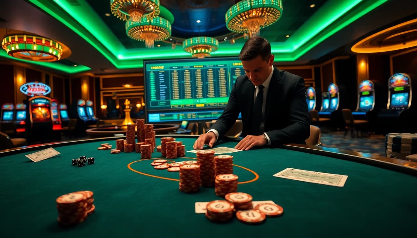 79king-comprehensive betting scene with casino table, chips, cards, and digital interface