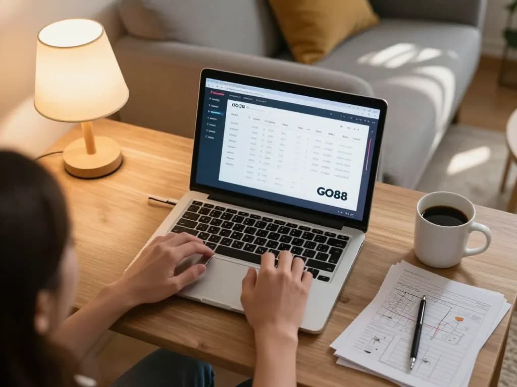 Engaging in strategic betting with GO88 on a laptop at home
