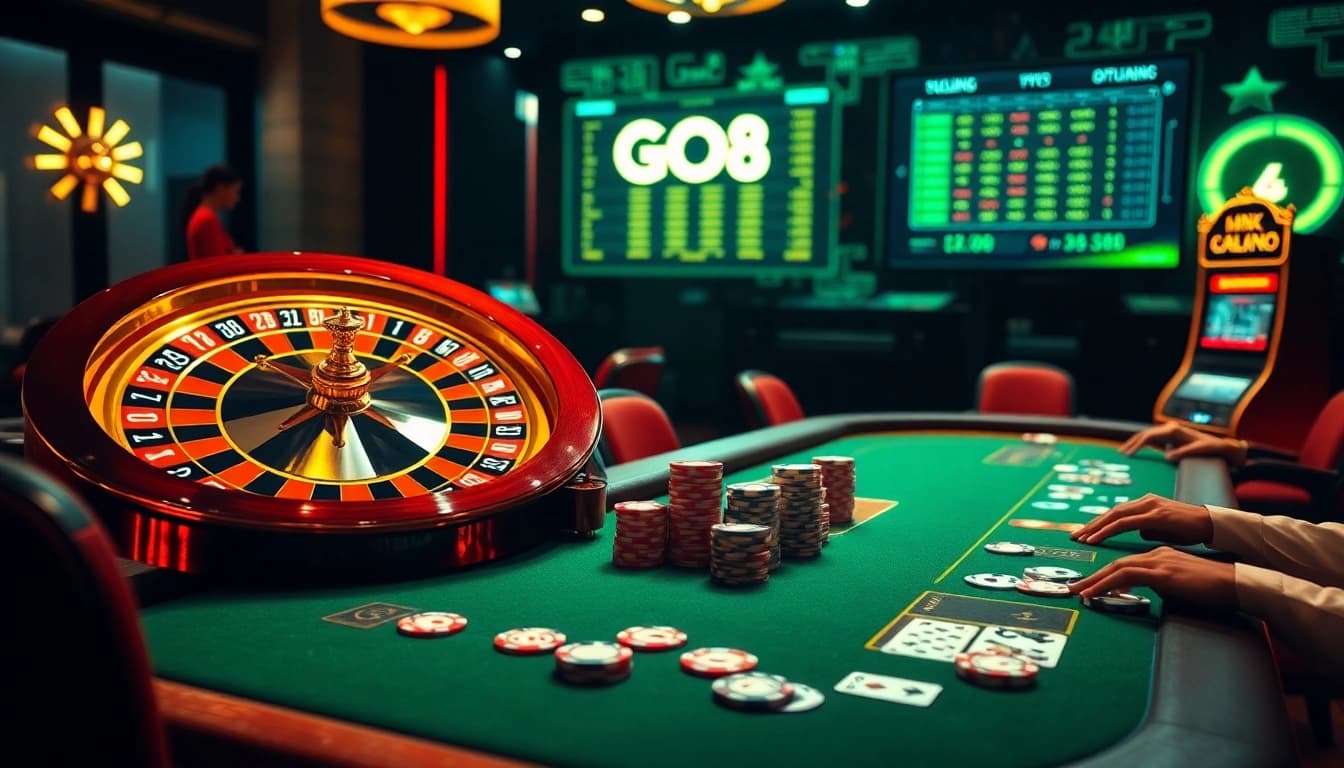 Experience the excitement of gaming at GO8 with dynamic slot machines, poker tables, and roulette wheels.