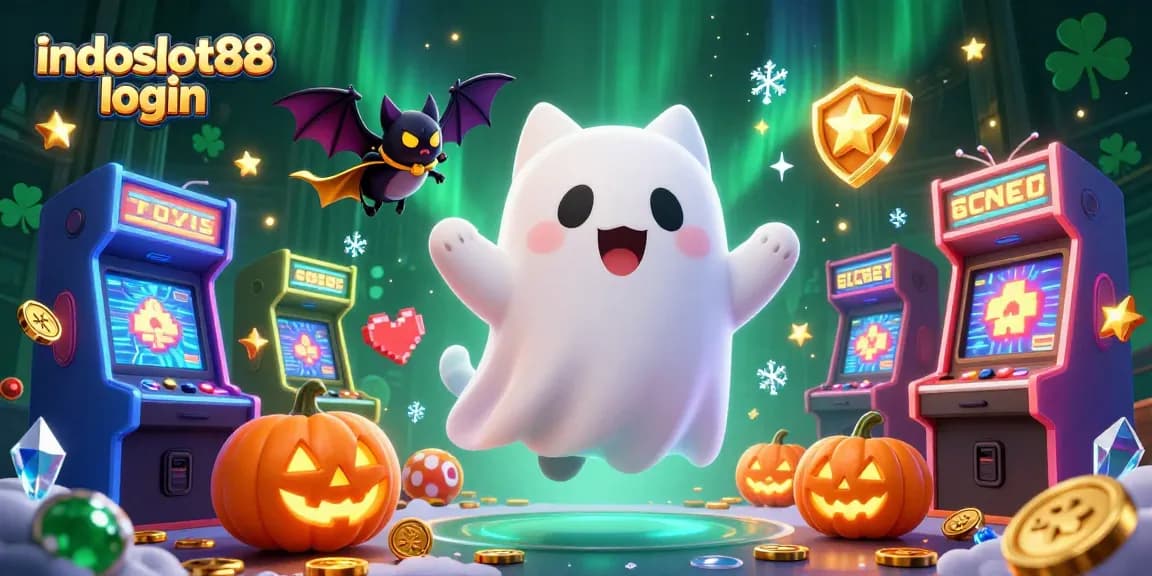 Experience indoslot88 login with a ghost cat, vampire bat, and glowing slots in an enchanting casino scene.