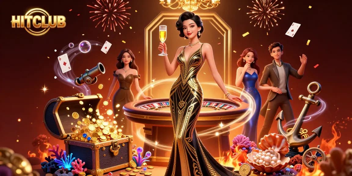 Engage in WINNING strategies at HITCLUB with a vibrant 3D casino illustration featuring glamour and excitement.