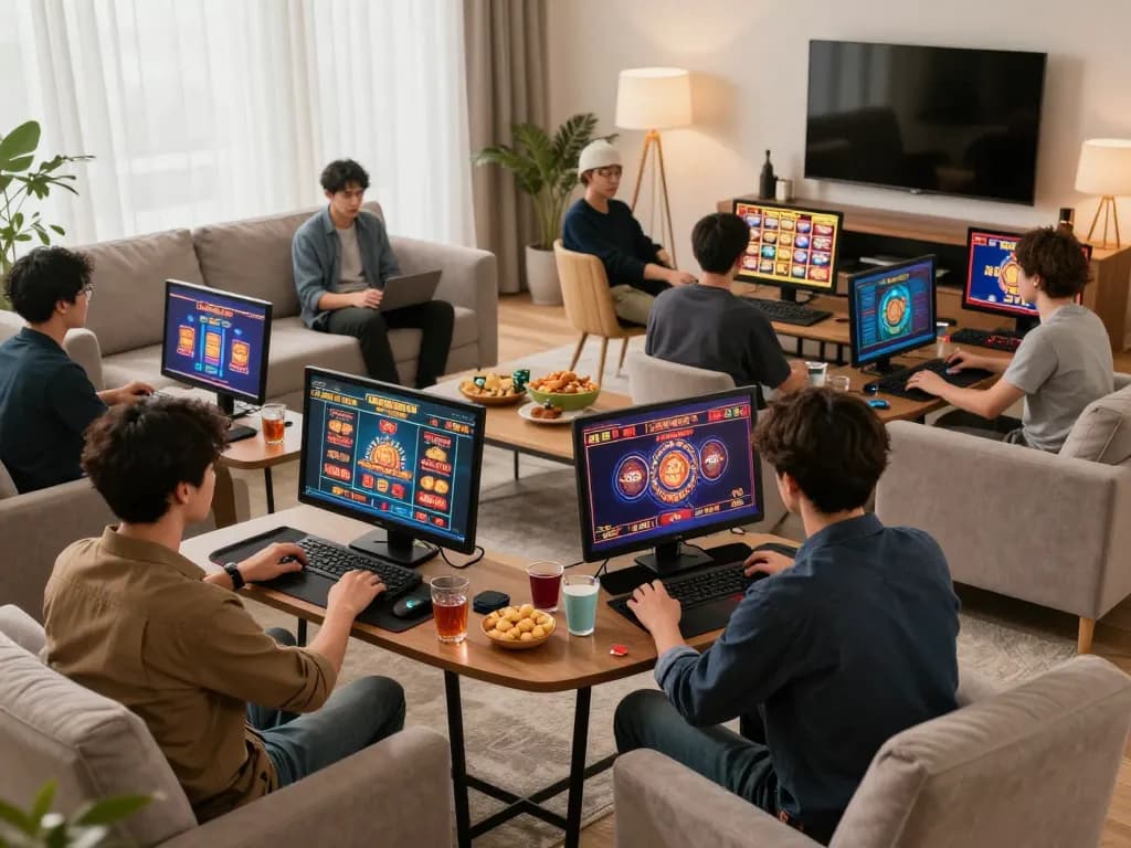 KONG 88 online gaming scene featuring players engaged in poker and slots from home.
