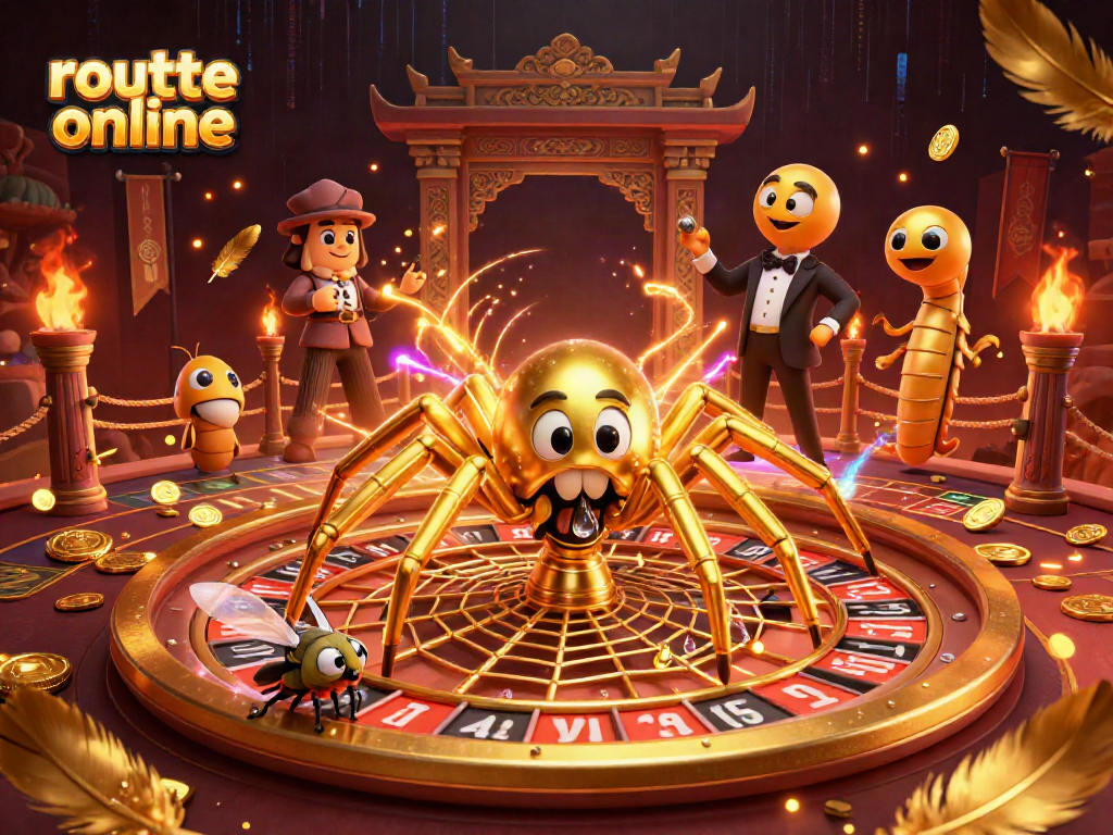 Place bets on roulette online with a golden spider and a centipede croupier.