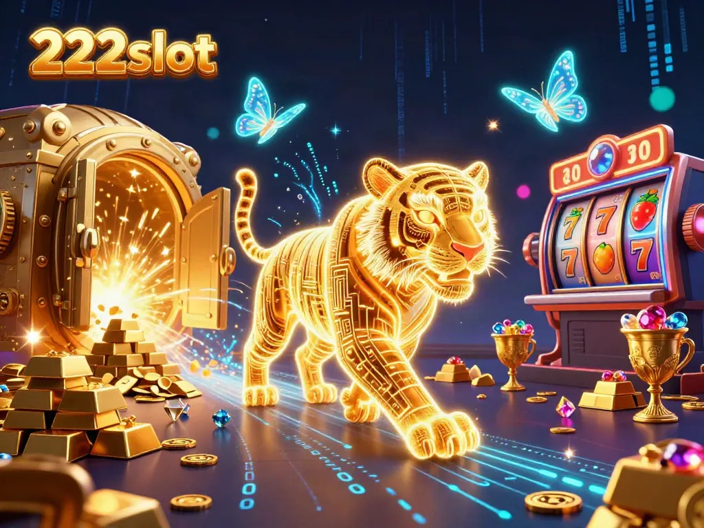 Menangkan jackpot di 222slot dengan harimau emas bercahaya di dunia kasino digital yang memukau