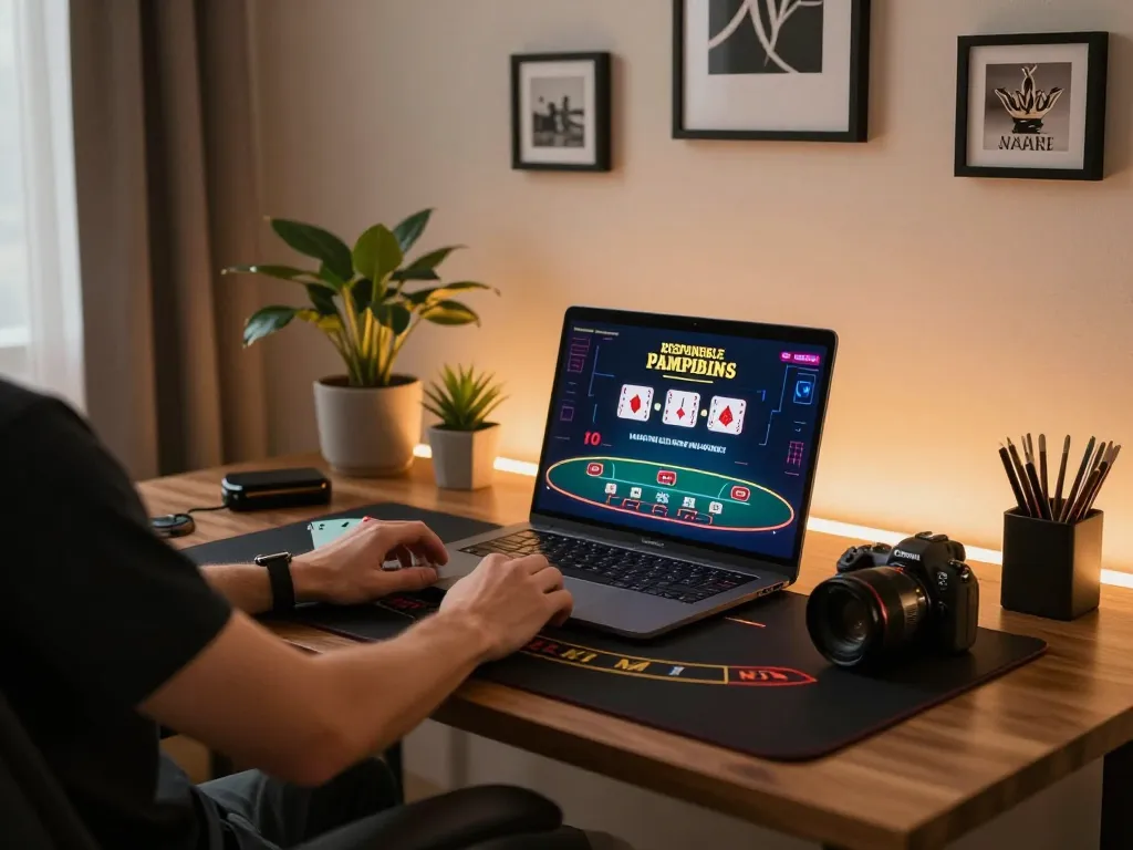 Person strategically playing tg88 blackjack online with a sleek laptop and engaging atmosphere.