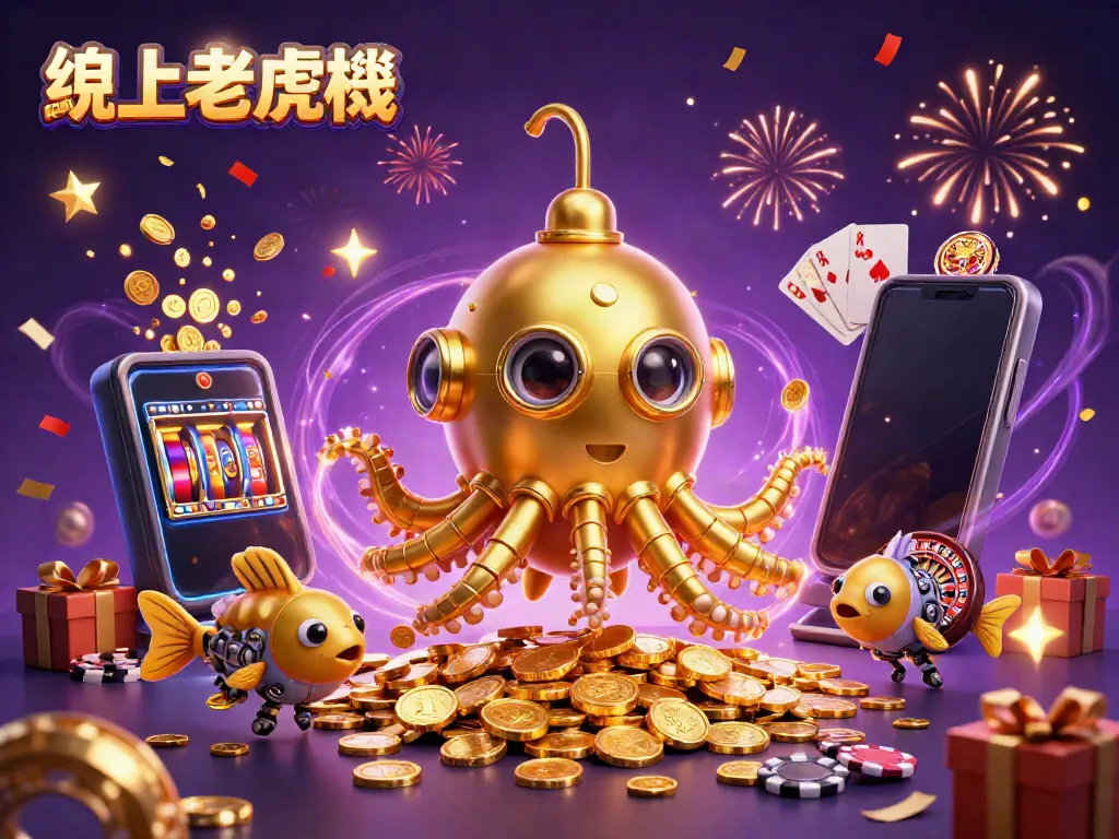 Engage with 線上老虎機 as golden kraken submarine emerges from coins, showcasing vibrant slot game action.