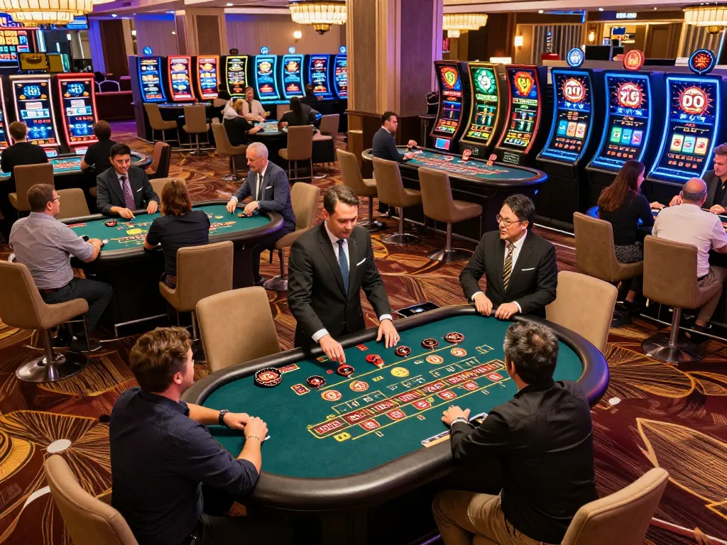 Players enjoying dynamic casino games at Casino MM99 with vibrant atmosphere and engaging action
