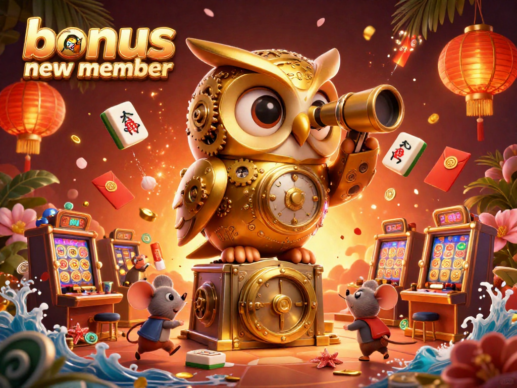 Experience winning thrills with bonus new member offers at our bustling casino illustration.