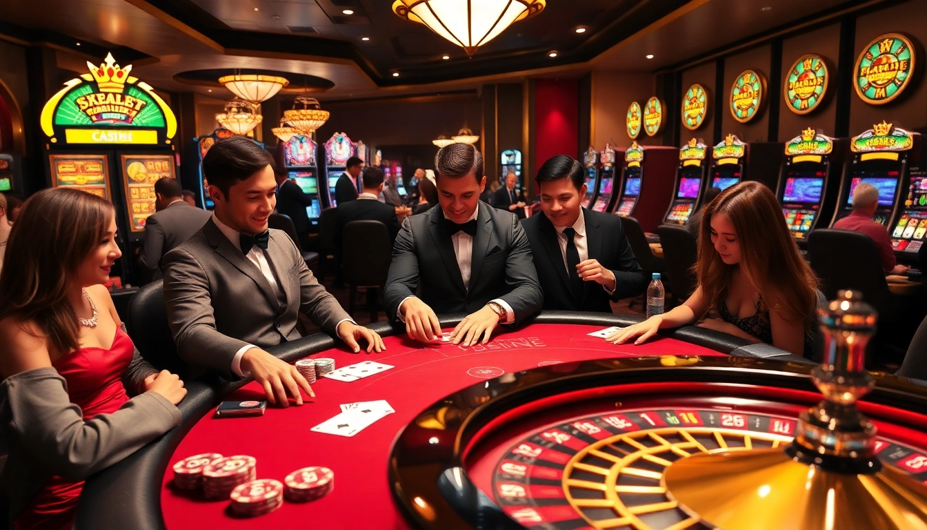 Engage in thrilling casino games inspired by the atmosphere of https://okadabooks.com/, featuring vibrant tables, cards, and players.