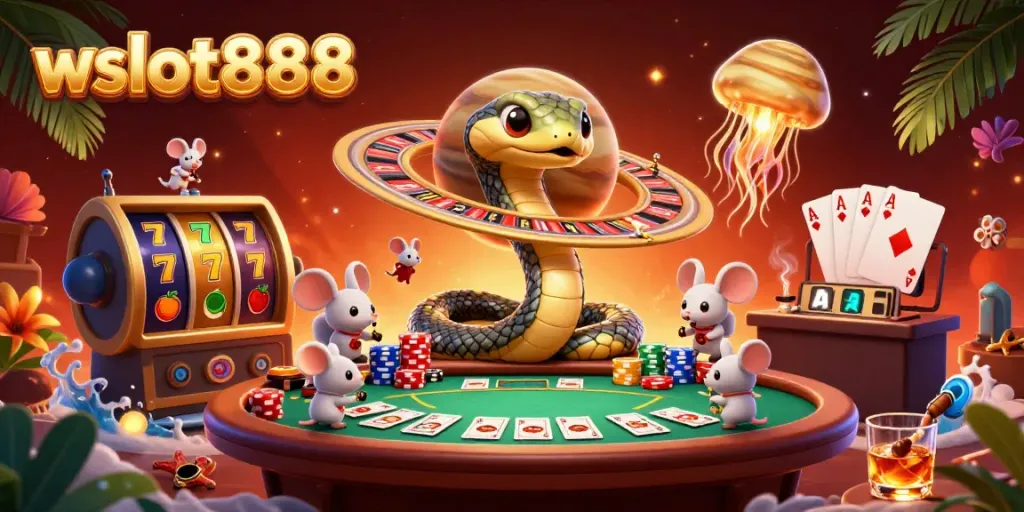 Memutar gulungan slot wslot888 dengan snek planet Saturnus dan laba-laba beruang kosmik yang mengawasi taruhan.