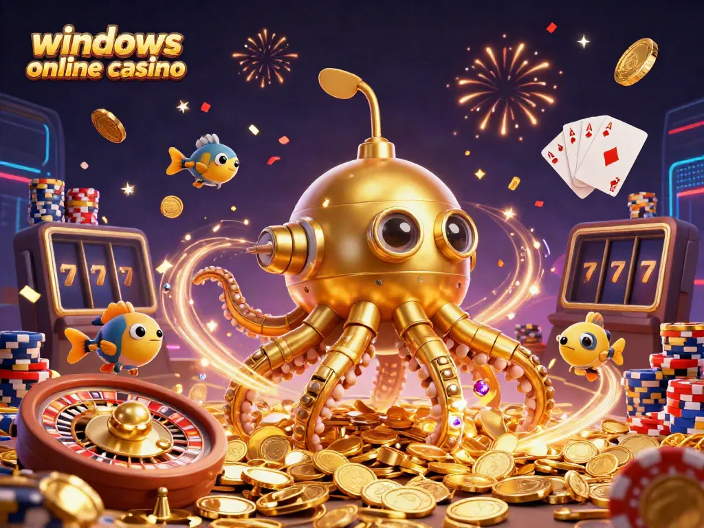 Experience the thrill of a windows online casino with a vibrant 3D illustration showcasing unique characters and dynamic gameplay elements.
