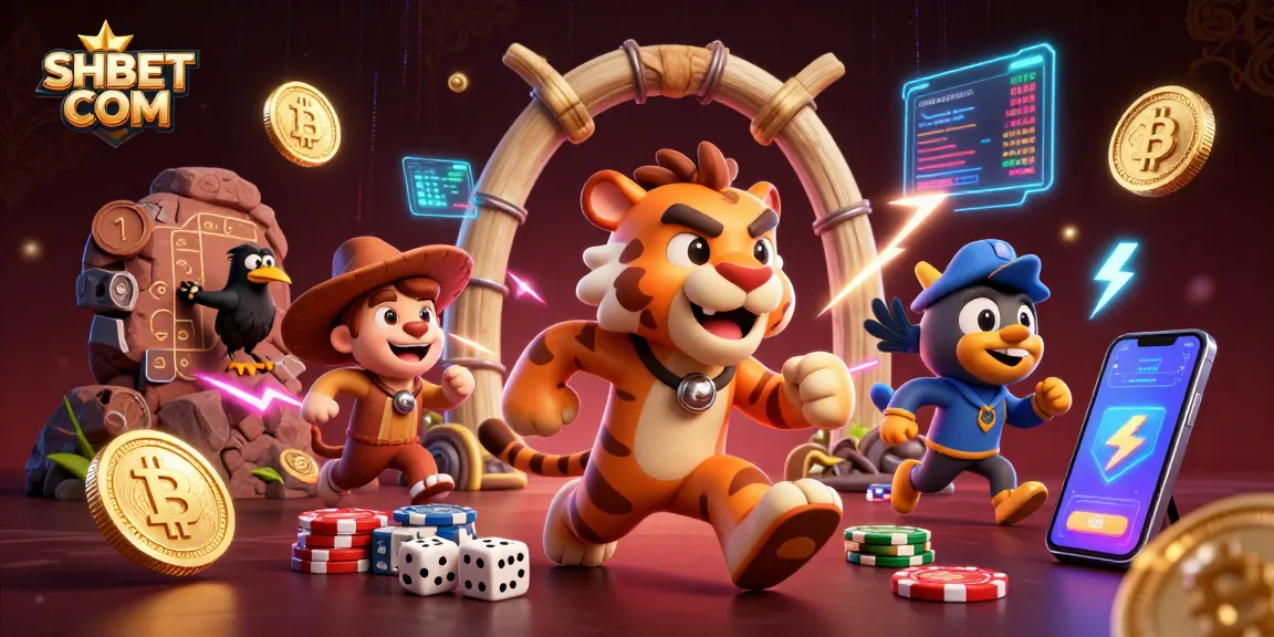 Experience an exciting game at SHBET COM's prehistoric casino with diverse characters and vibrant elements.