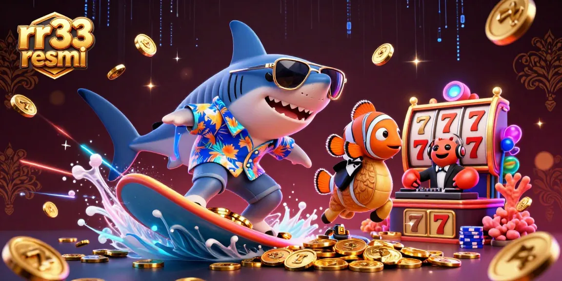 Experience high-energy gaming at rr33 resmi, featuring vibrant characters, slot reels, and dynamic casino elements.