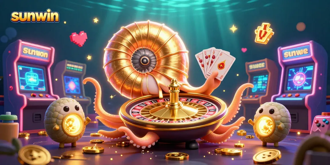 Engage in the thrilling sunwin casino experience with vibrant 3D elements, including a giant nautilus roulette.