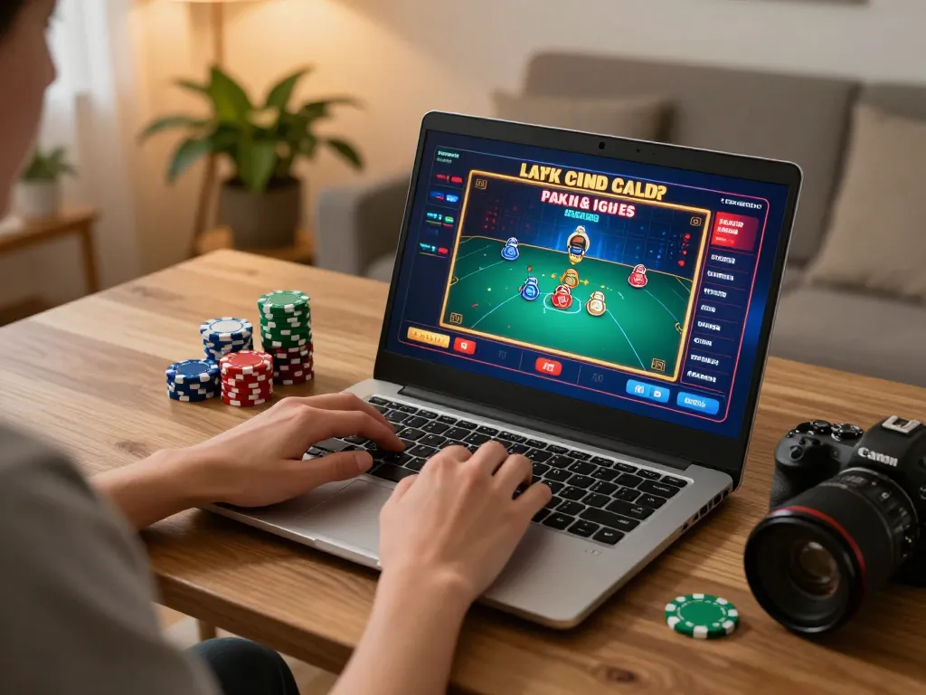 Engaged player enjoying online gaming at f168.osaka with vibrant casino interface and strategic setup.