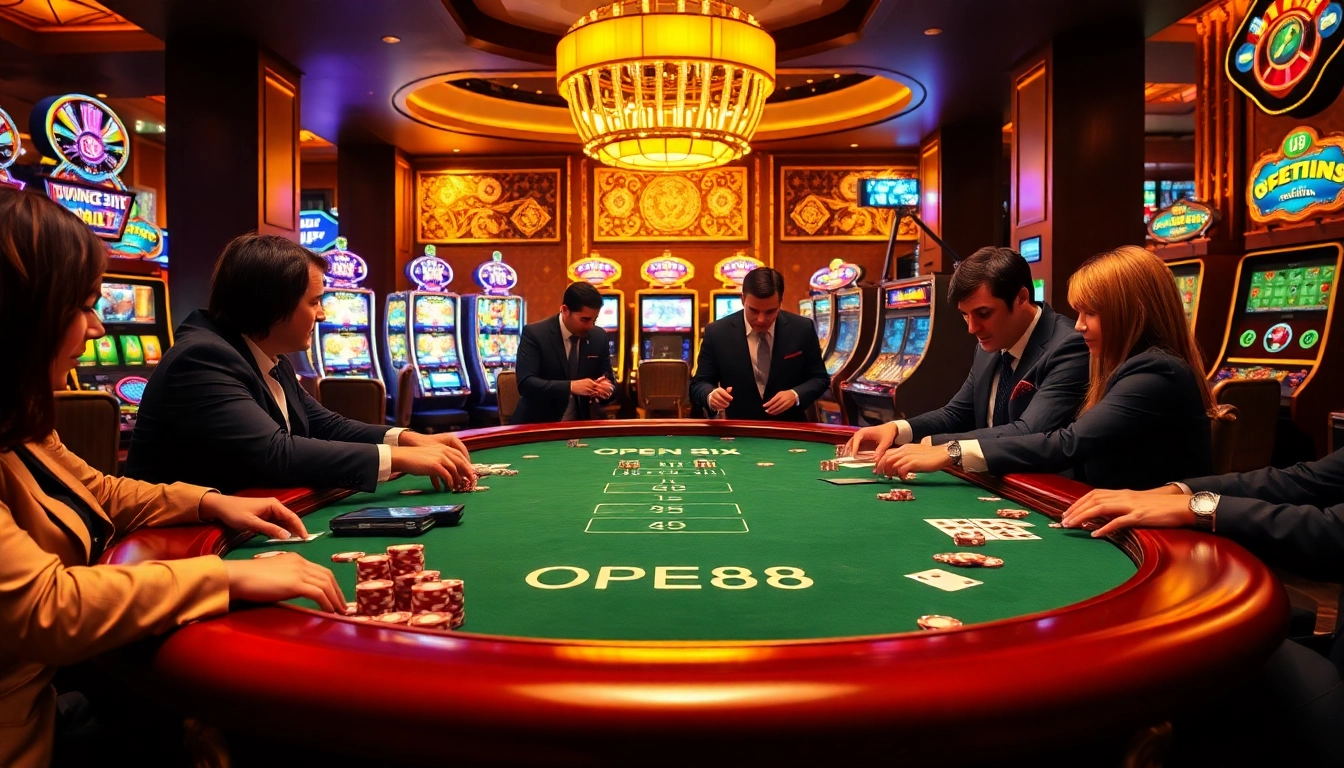 Experience a thrilling game at the OPEN88 poker table surrounded by luxury and excitement.