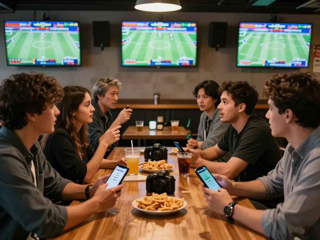 Sports bar patrons engaged in betting activities, showcasing soi keo nha cai insights for a dynamic gaming experience.