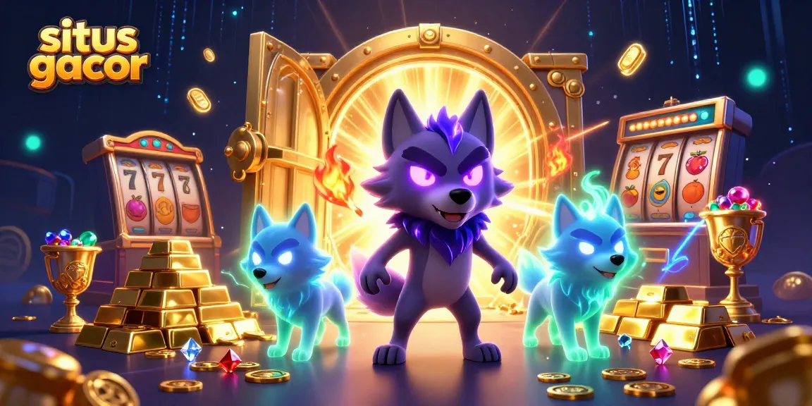 situs gacor enticing players with captivating 3D illustration of ghostly wolves and casino riches