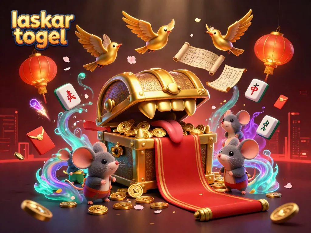 Engage with laskar togel treasures amidst dynamic gambling symbols in an enchanting 3D scene.