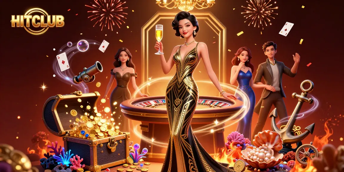 Engage in WINNING strategies at HITCLUB with a vibrant 3D casino illustration featuring glamour and excitement.
