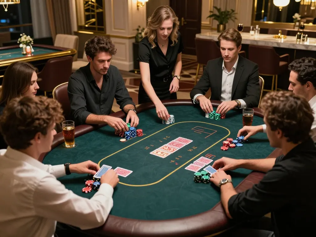 Canadian online casinos feature strategic poker gameplay with enthusiastic players in a cozy home.