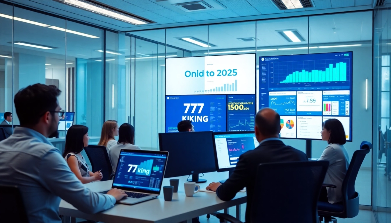 79king fintech dashboard scene with professionals and secure login visuals