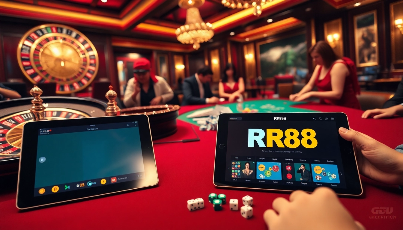 Vivez l'excitation de RR88 avec des croupiers en direct et des jetons de poker dans un environnement de casino dynamique.