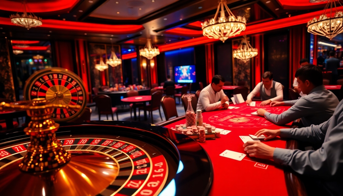 Jun88 casino players engaged in an intense poker game, showcasing the thrill of online gaming.