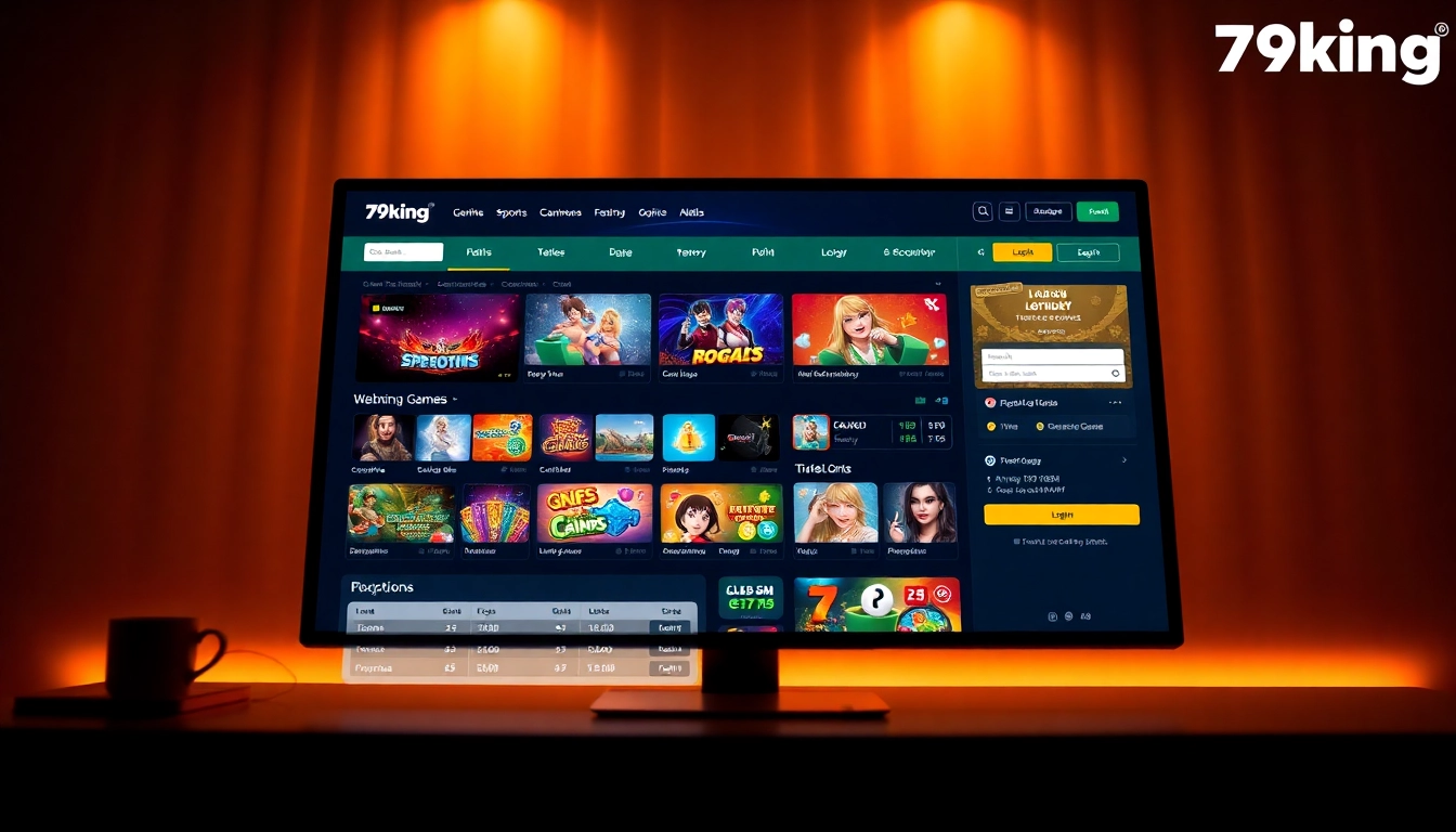 Interactive 79king online gambling platform displayed with vibrant game options.