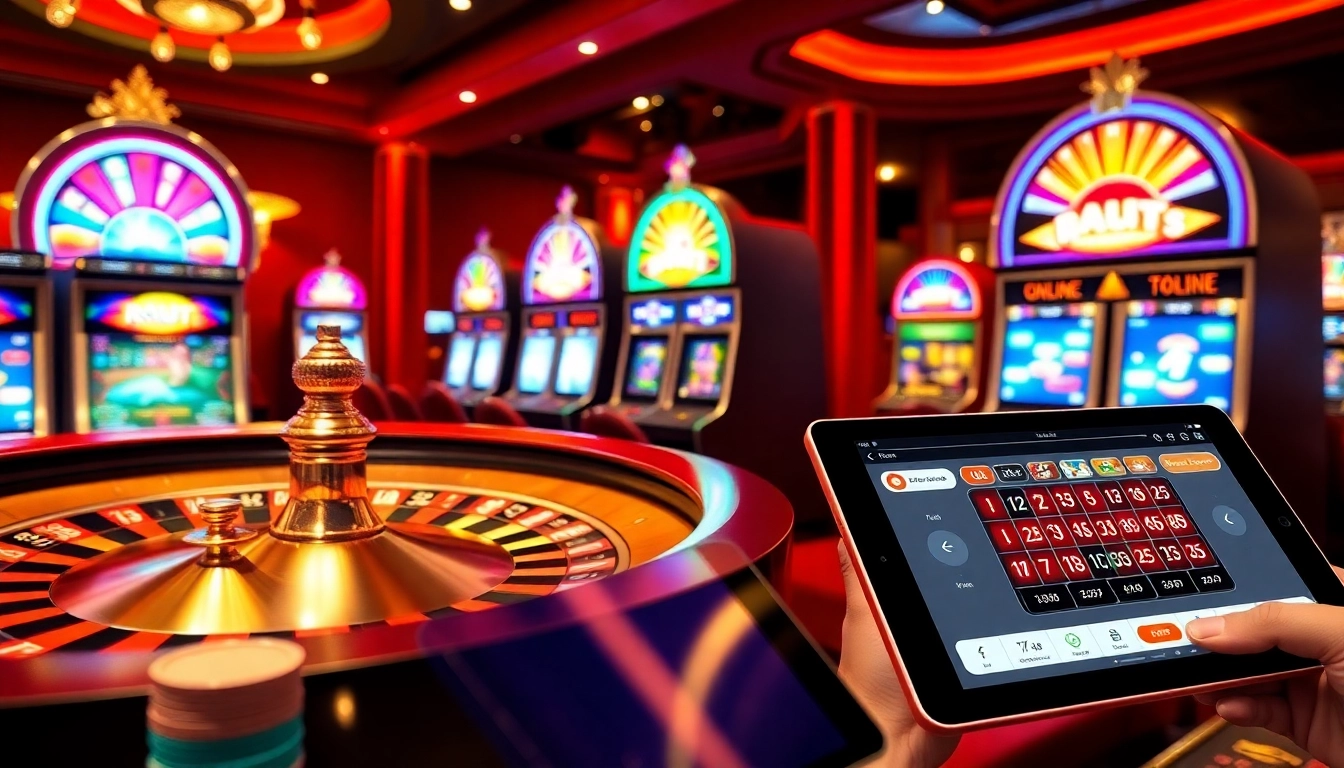 Experience the thrill of 888 new casino gaming with vibrant slots and a spinning roulette wheel.