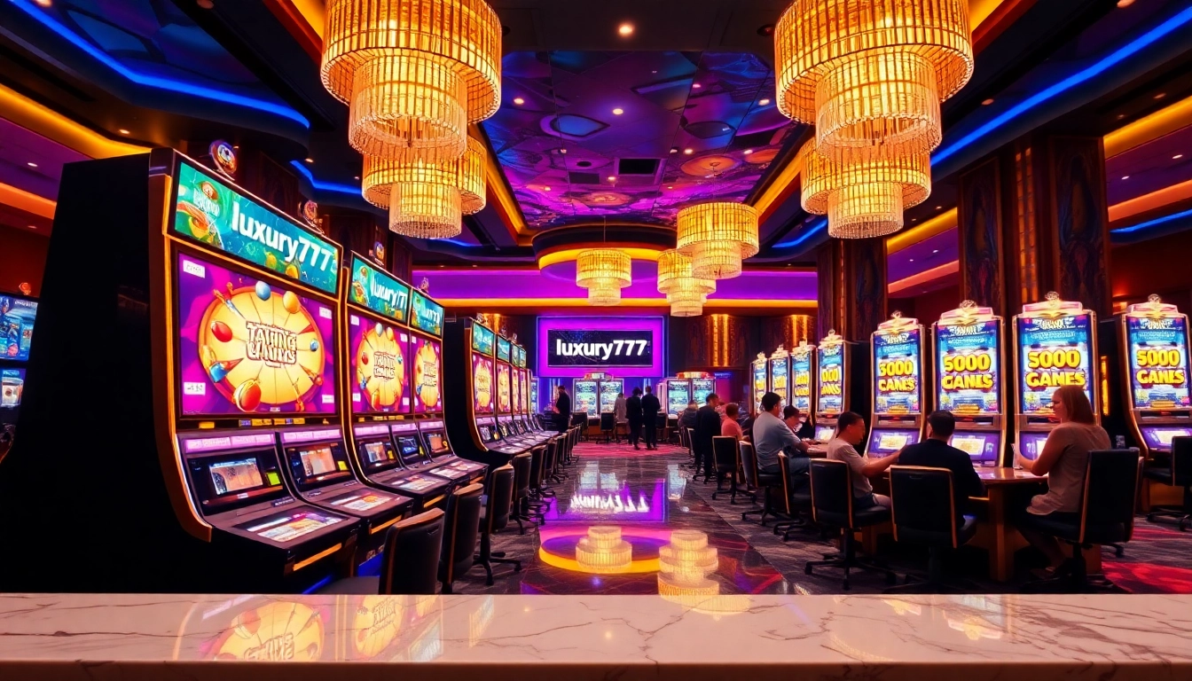 Aksi pemain menikmati bermain luxury777 game di lingkungan kasino mewah yang canggih.