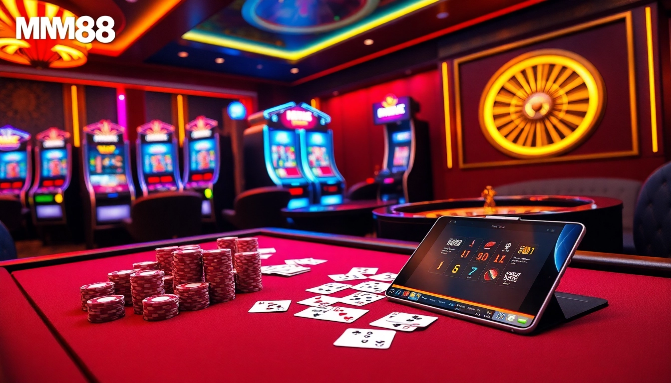 Experience the thrill of online gaming at https://mm88.bar/ with vibrant casino tables and dynamic poker scenes.