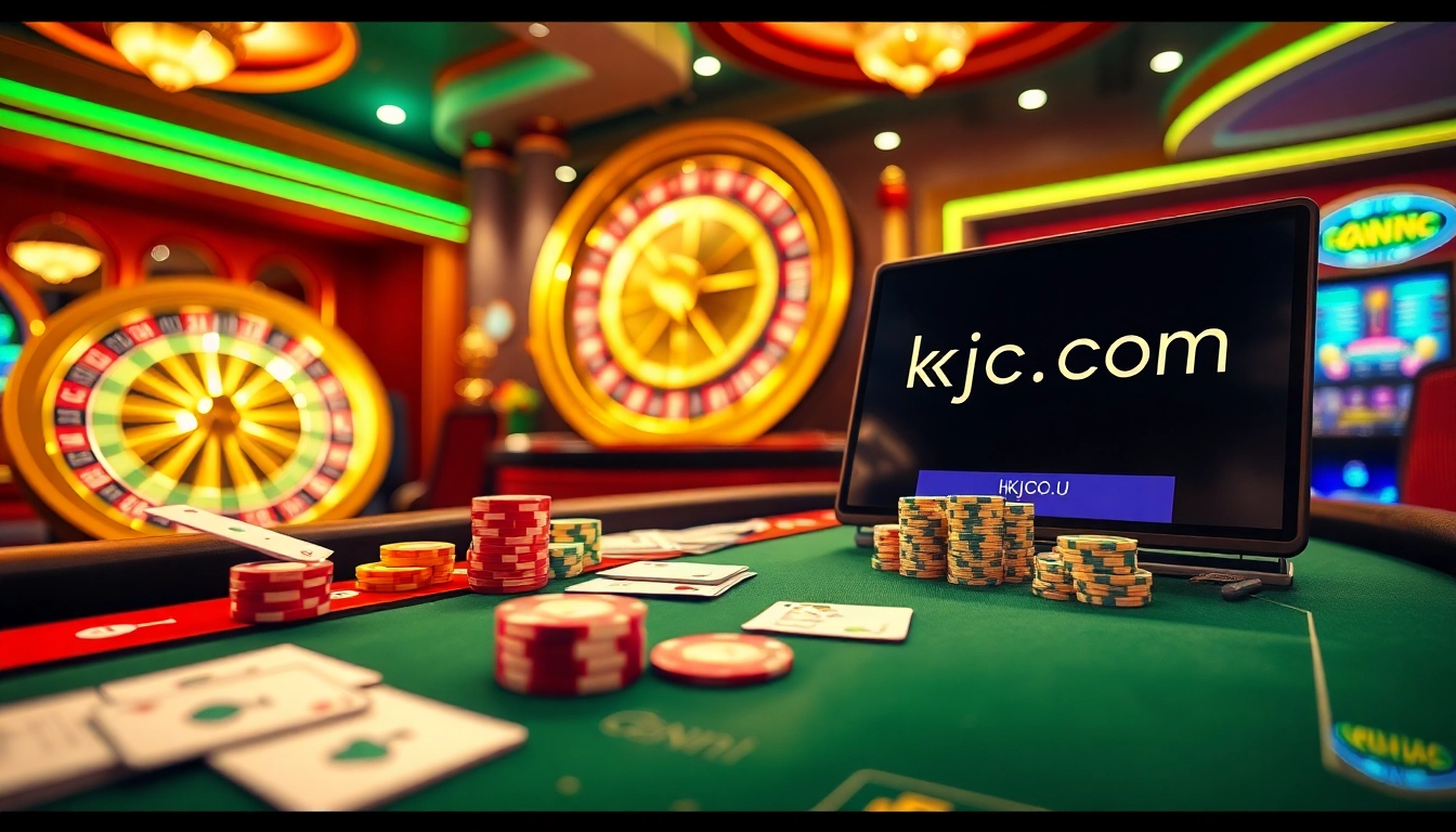 Engage in thrilling poker action at https://kjc.uk.com/ with vibrant chips and roulette excitement.