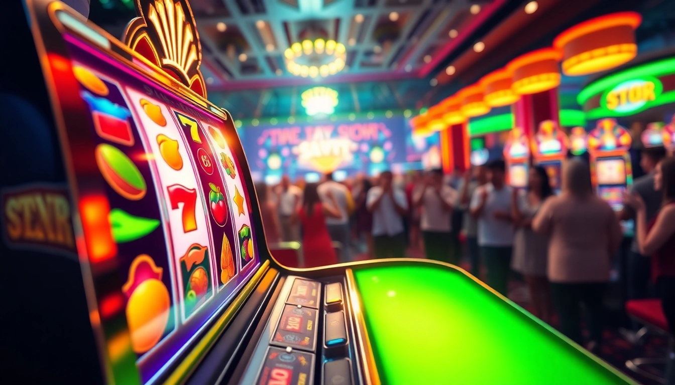 Memenangkan hadiah besar dengan slot maxwin dalam suasana kasino yang penuh energi.