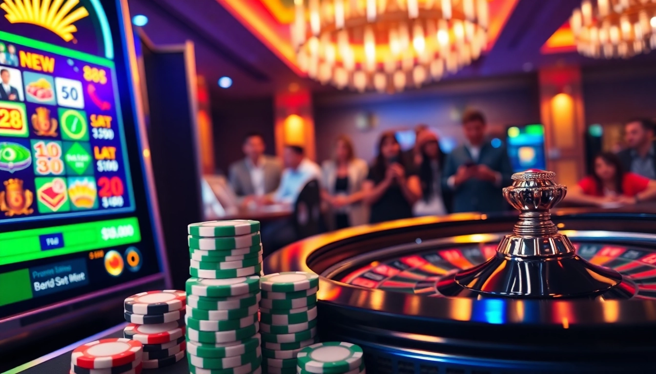 Experience thrilling gameplay at NEW 88 with colorful slot machines and poker chips.