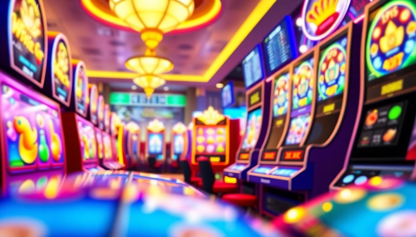 Temukan keseruan slot gacor dengan mesin slot berwarna-warni dalam suasana kasino.