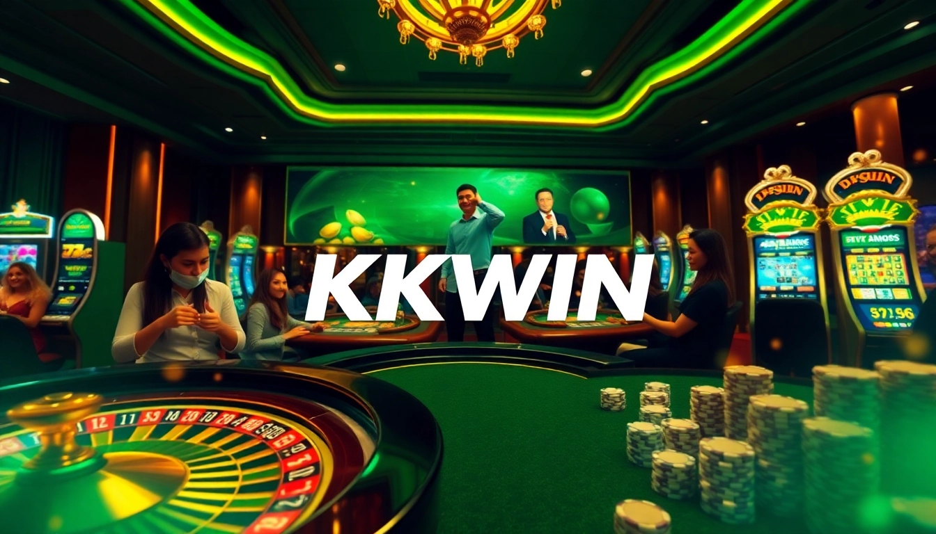 Experience the excitement of Trang Chủ KKWIN with vibrant casino visuals and engaging gamblers.