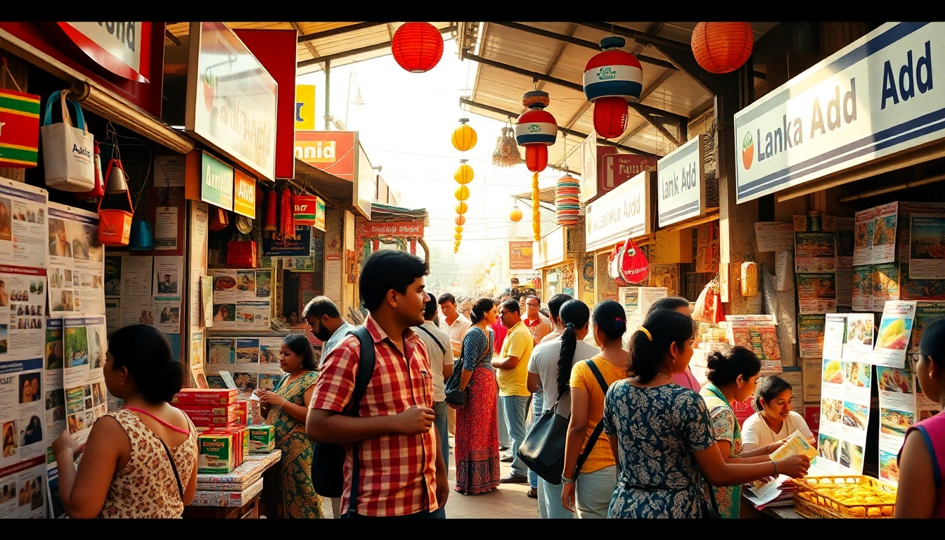 Lanka Add marketplace scene featuring vibrant stalls and diverse community engagement