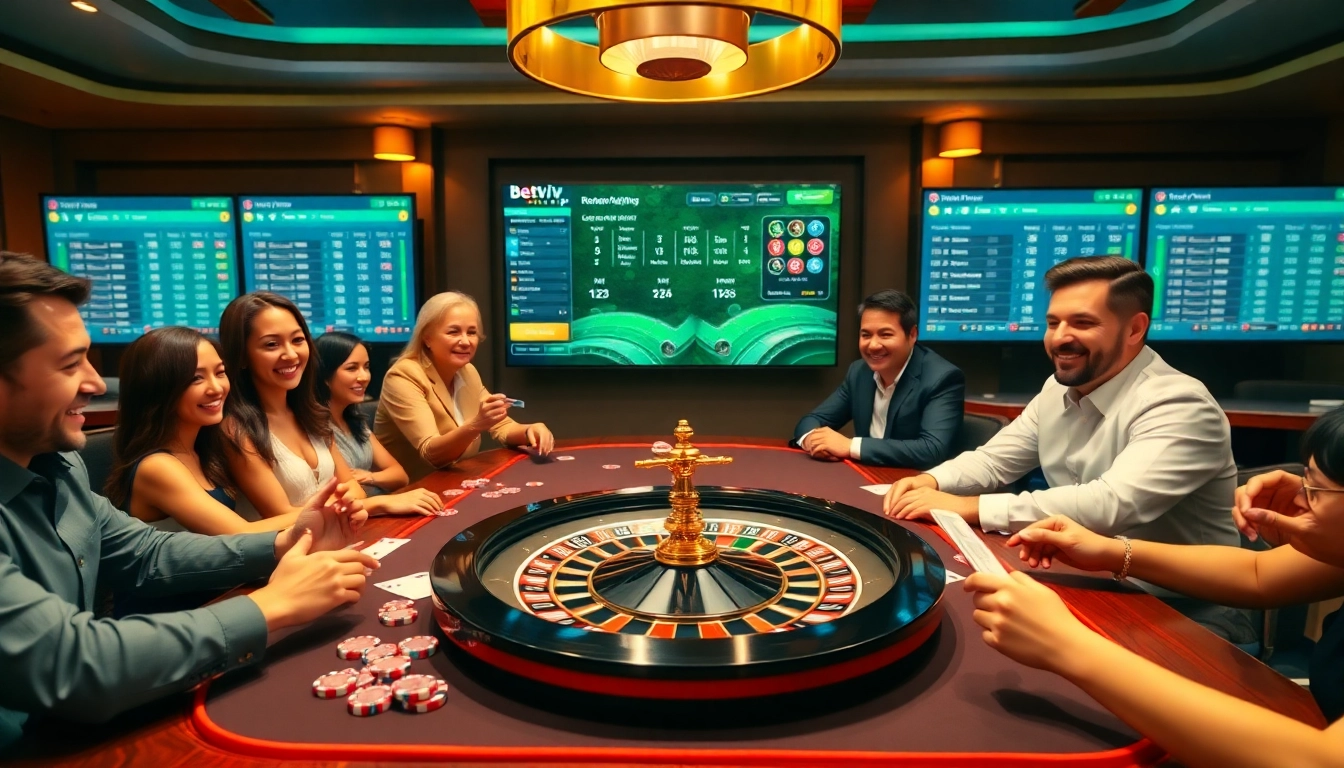 Người chơi đang tận hưởng một trò chơi đầy kịch tính bằng ứng dụng Bet VIP, với các yếu tố casino thể hiện sự phấn khích và sang trọng.