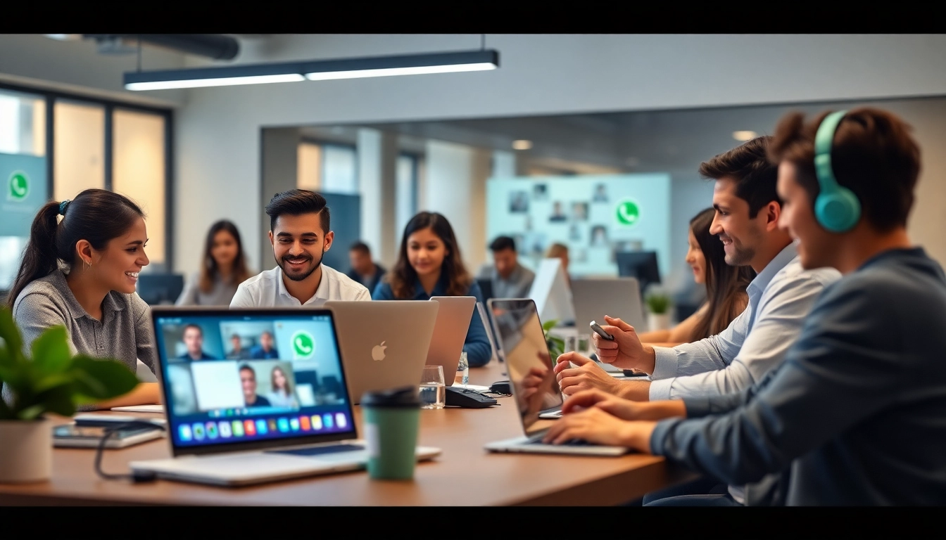 在现代工作场景中展示快连官网功能的 WhatsApp Web 场景