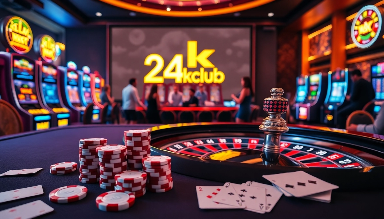 Trải nghiệm sự hứng khởi khi chơi tại 24kclub với các máy đánh bạc sống động và bàn chơi sang trọng.