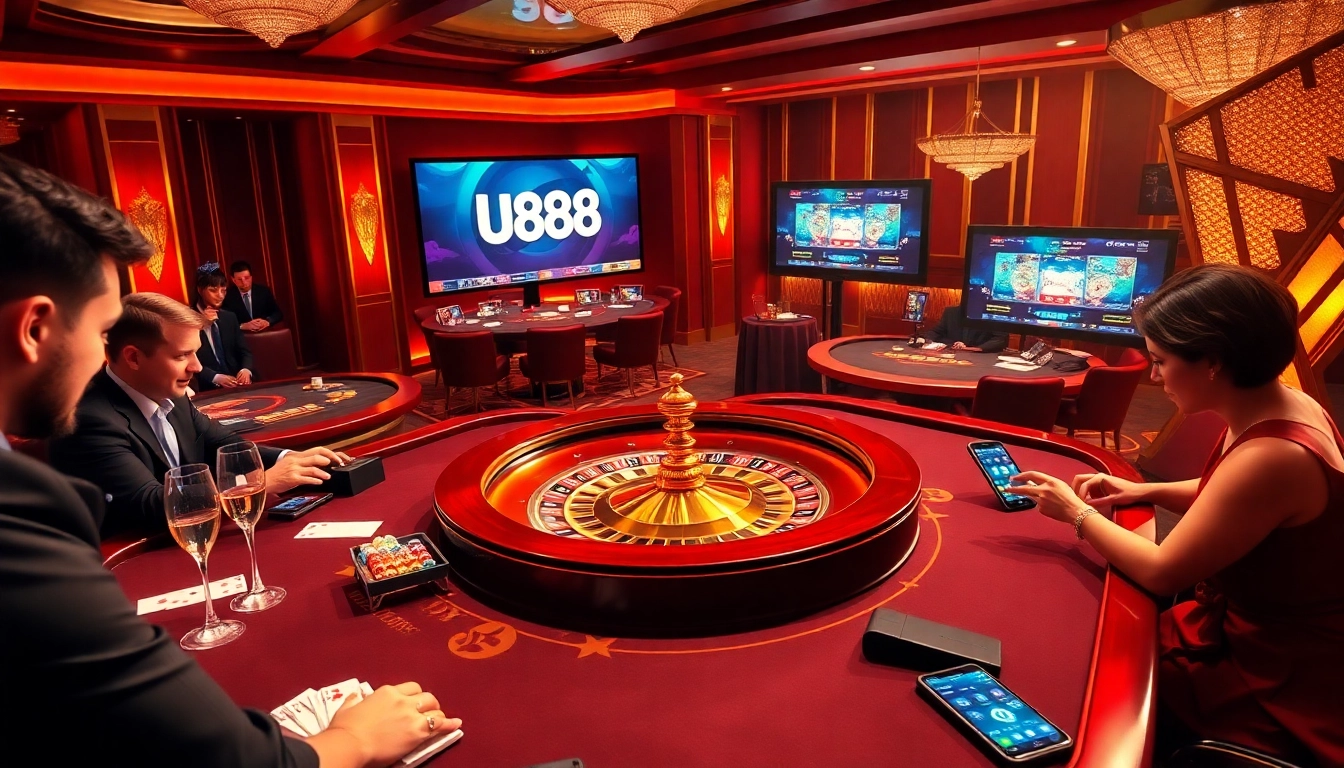 Experience the excitement of U888 casino games with vibrant table setups and elegant decor.