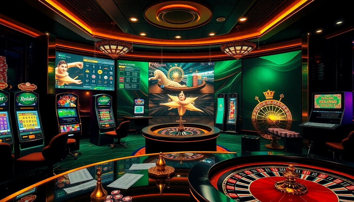 The thrilling online gambling scene at https://rr88c.pro/ featuring poker chips, roulette, and slots.