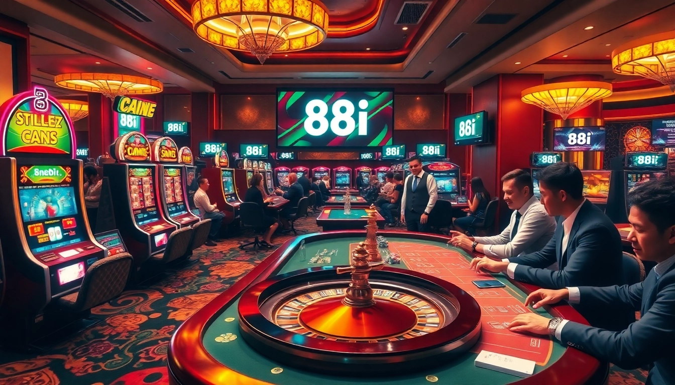 Experience the thrill of 88i at a vibrant casino with engaging players and dynamic gaming tables.