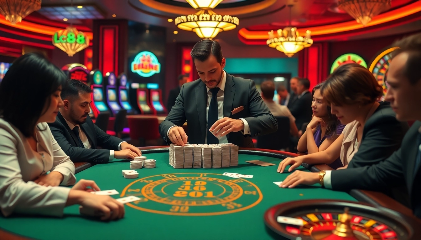 Experience high-stakes action at the lc88 poker table with players strategizing their next moves.