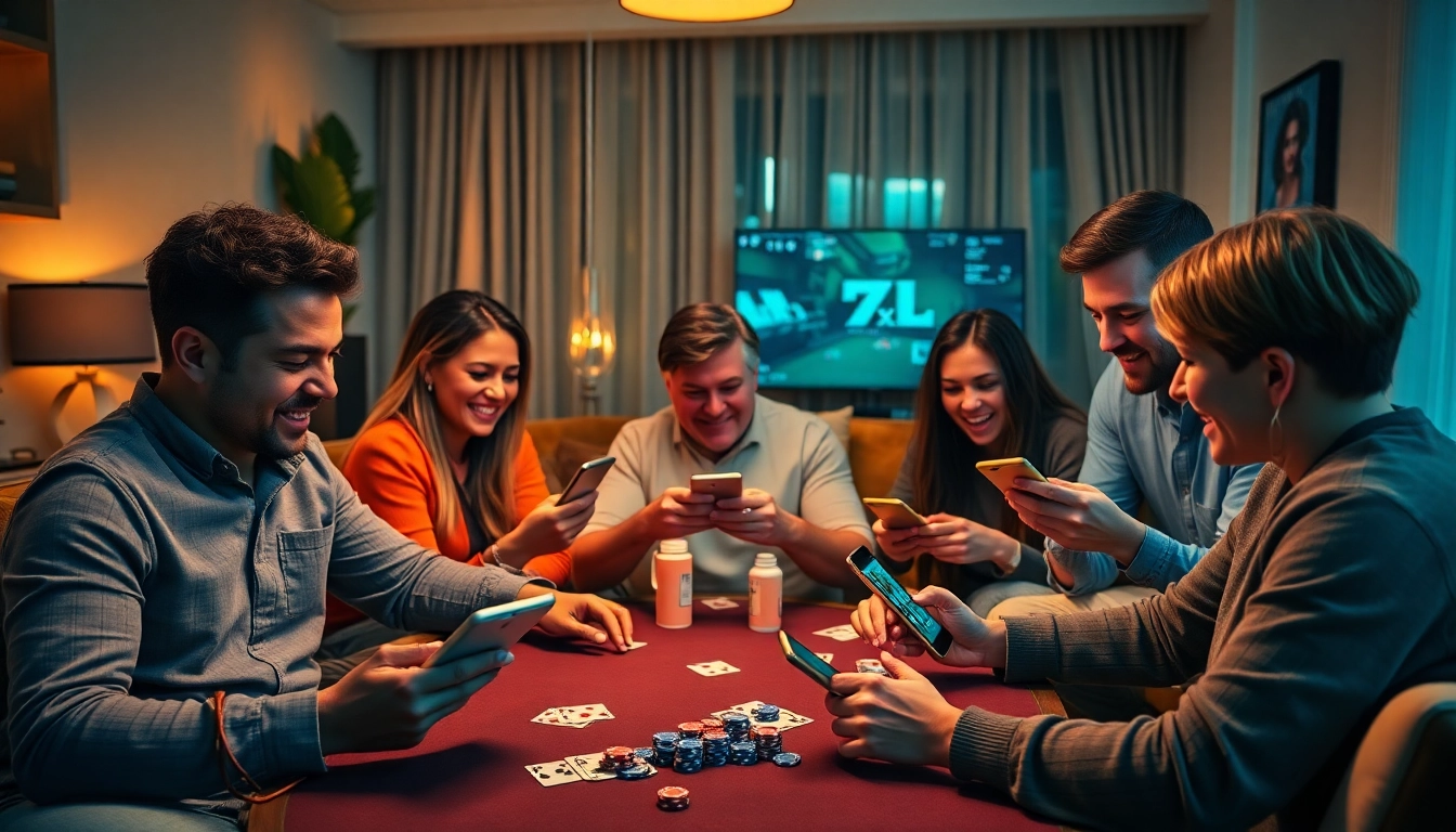 ממשק אפליקציית 7xl להורדה מוצג על מכשירים שונים המדגים את ההתרגשות של פוקר אונליין.