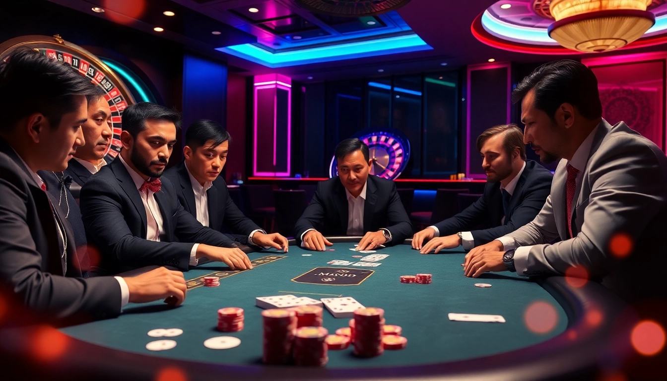 Engaging poker action at nhà cái Man88 casino, showcasing players immersed in a high-stakes game.