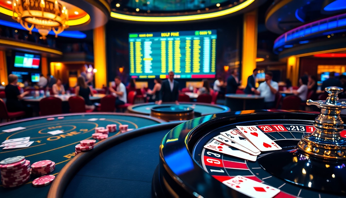 Bet on excitement at https://thabet.vegas/ with a vibrant casino scene featuring poker tables and roulette.
